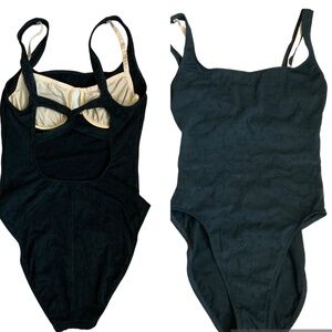 Amica Black One Piece Maillot High Leg Cheeky Underwire Swimsuit SZ M